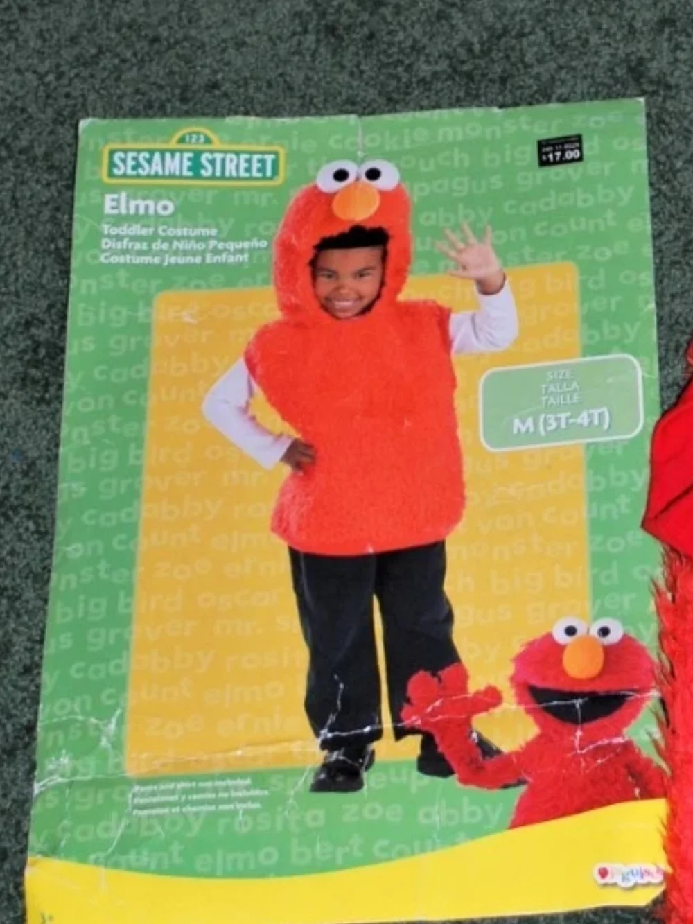 Elmo Costume Toddler 3T 4T Sesame Street Plush Hood Halloween Furry Red Vest